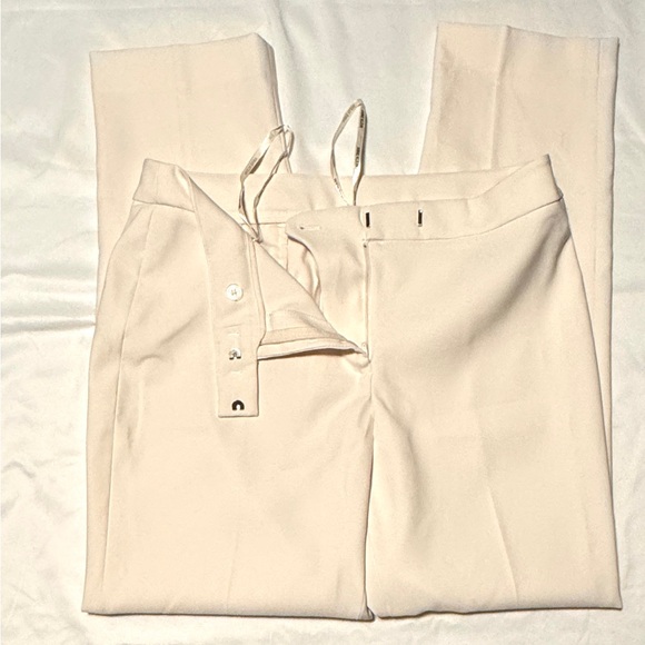 (8) ANNE KLEIN FLY FRONT EXTENDED TAB BOXIE PANT CREAM COLORED Tapered Leg - Picture 3 of 16